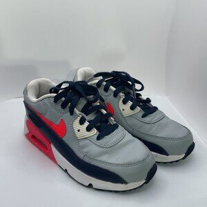 Nike Air Max 90 Youth Size 3Y Sneakers Gray Navy & Bright Crimson